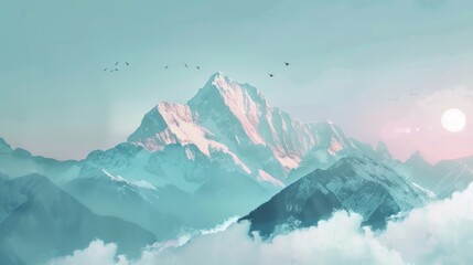 Wall Mural - state of mind - mountain background concept with copy space