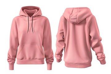 Wall Mural - pink peach hoodie sweatshirt front and back mockup template, clothes fashion design, create own brand, put your logotype, shopping sale