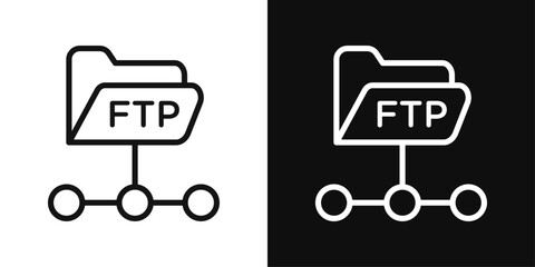 FTP icon set. FTP server vector symbol and web connection icon.