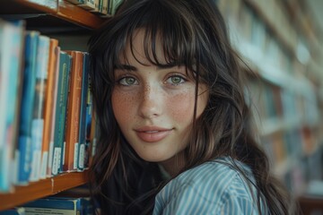 Young women in the library