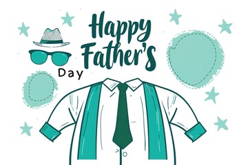 Wall Mural - A Father's Day card featuring a mustache and hat, perfect for celebrating dad's special day.