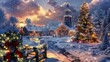 © vetrana - Celebrate the new year 2025 with snowy landscapes and festive gift giving in picturesque scenes