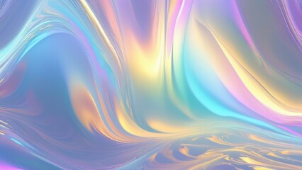 Wall Mural - Abstract iridescent background with colorful waves, light and shadow, holographic gradient colors backdrop for banner, poster, greeting cards