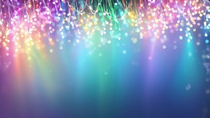 Wall Mural - Colorful bokeh lights on dark background. Pastel light effect with blurred and sparkling dots. Abstract blurry Christmas background. Illustration for banner and poster