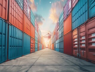 Wall Mural - Efficient Management of Container Cargo in the Logistics Transportation Industry: A Look at Shipping