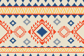 Wall Mural - Navajo native american fabric seamless pattern,geometric tribal ethnic traditional background, design elements, design for carpet,wallpaper,clothing,rug,interior,embroidery vector illustration.