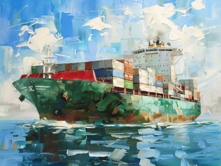 Wall Mural - Exploring the Depths: The World of Container Ship AR 4:3