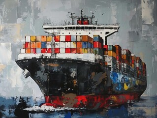 Wall Mural - Exploring the Vastness of Container Ship AR 4:3