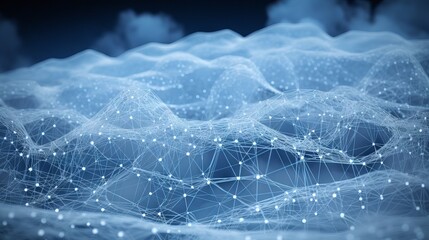 Wall Mural - embossed mesh representing global internet connections in cloud computing – 3d technology concept il