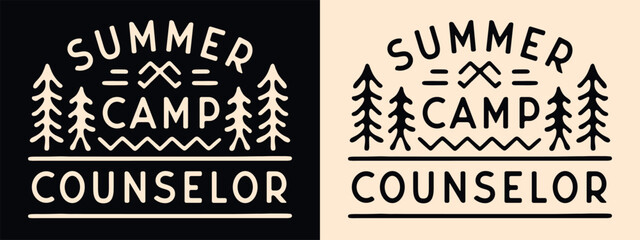Wall Mural - summer camp counselor badge shirt design camping emblem logo. forest lake retro vintage aesthetic il