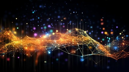 Wall Mural - big data technology and data science illustration showcasing data flow, querying, analysis, and visu