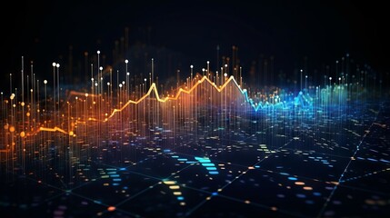 Wall Mural - big data technology and data science illustration showcasing data flow, querying, analysis, and visu