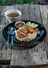 Wall Mural - A steamed rice topped with chicken ( Khao Mun Gai ) Thai food