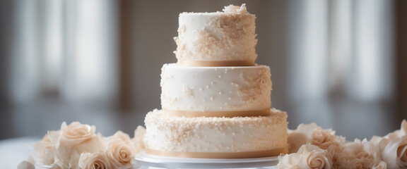 Wall Mural - wedding cake, isolated white background. 