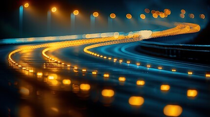 Wall Mural -   Reflective lights on roadside mirroring in water