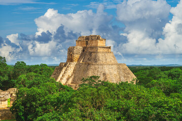 Pyramid of the Magician, uxmal, located in yucatan, mexico