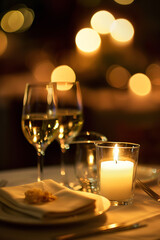 Poster - Romantic Candlelit Dinner Setting with Elegant Table Decor  