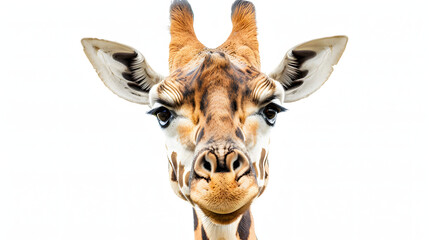 Wall Mural - Funny giraffe face isolated on white background. 