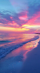 Wall Mural - Vibrant Sunset Colors Reflecting on Tranquil Ocean Waves  