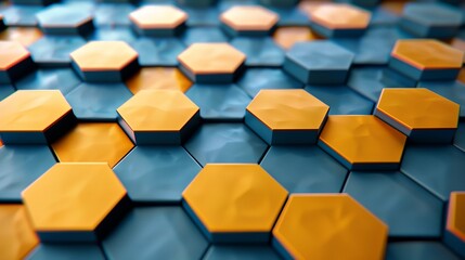 Wall Mural - a close up of a blue and yellow hexagonal pattern