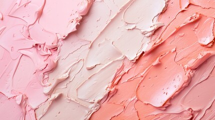 A background featuring cosmetic makeup textures in coral beige colors. This aesthetic combination creates a visually appealing backdrop suitable for various cosmetic-related content.