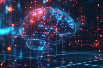 Poster - Cutting-edge digital brain interface concept using artificial intelligence technology to revolutionize the future of cognitive science. Neuroscience