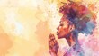© Bijac - abstract illustration of african american woman praying with clasped hands watercolor banner