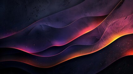 Wall Mural - abstract purple orange black glowing shape on dark grainy background poster design