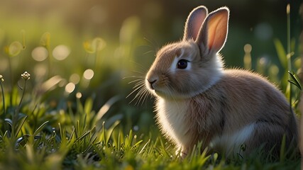 Sticker - rabbit on grass