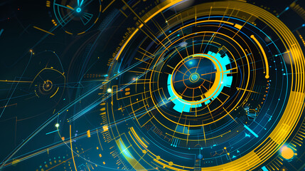 Wall Mural - Futuristic hud interface circles yellow and blue vector image