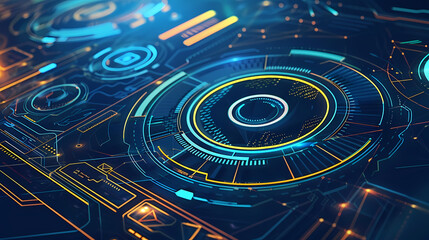 Wall Mural - Futuristic hud interface circles yellow and blue vector image