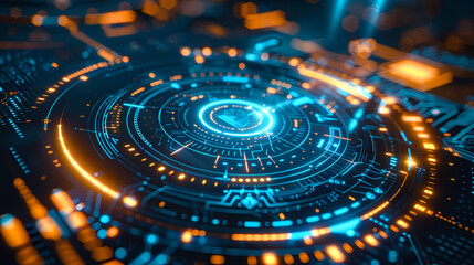 Wall Mural - Futuristic hud interface circles yellow and blue vector image