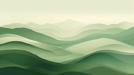 Canvas Print - Abstract green landscape wallpaper background illustration design with hills and mountains