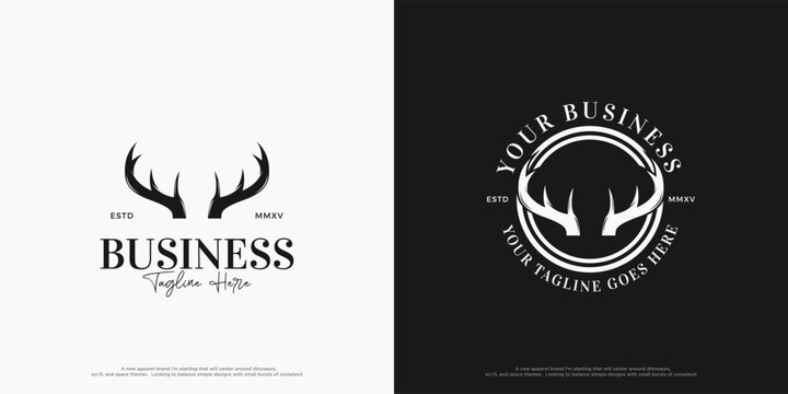 deer antler logo vector design. a deer logo design with very realistic and elegant illustrations.