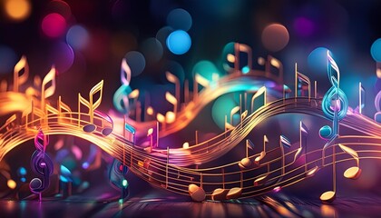 Wall Mural - colorful music notes banner
