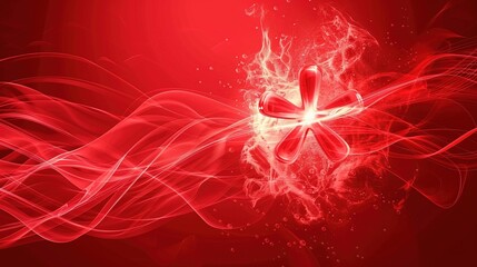 Poster - Abstract red background with radiation symbol and dynamic splash effect