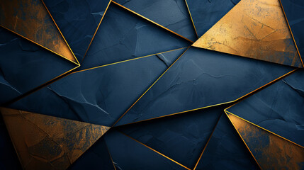 Wall Mural - Abstract gold geometry lines on blue background for wallpaper