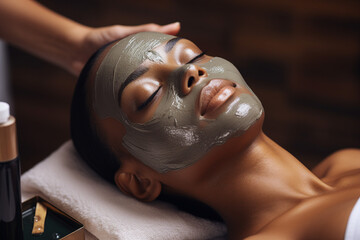 Luxury spa salon resort person have beauty relaxing procedure, Generative AI illustration picture