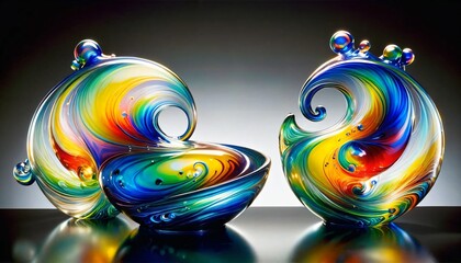 Wall Mural - Multicolored swirls glass