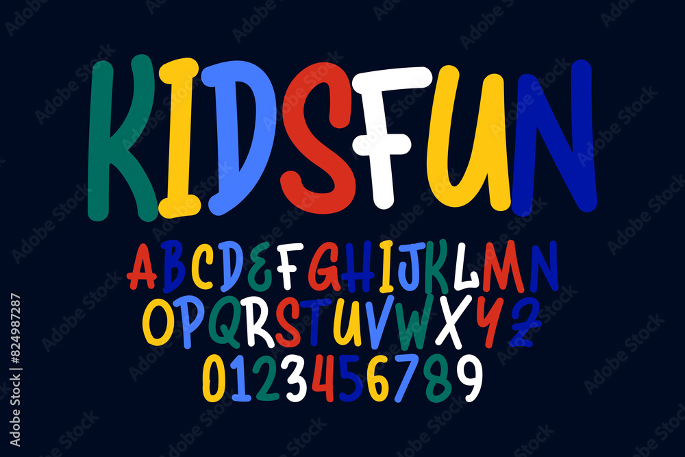 Vector of modern comical font and alphabet. Playful style font design ...