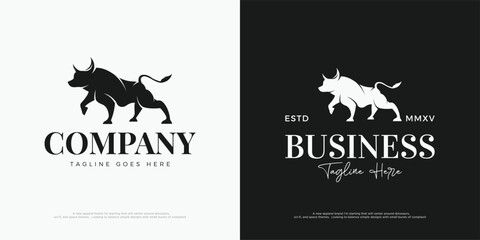 Wall Mural - company slogan here. Company logo. Bull logo design for a company. Logo design set.