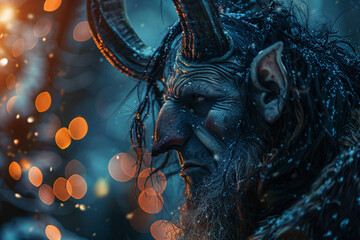 Wall Mural - AI generated portrait of a demonic evil supernatural being from another world