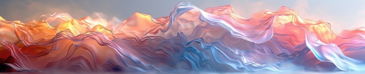 Wall Mural - Abstract 3D Background. Abstract crystalline forms rotate gracefully in a boundless 3D space, bathed in soft ethereal light.