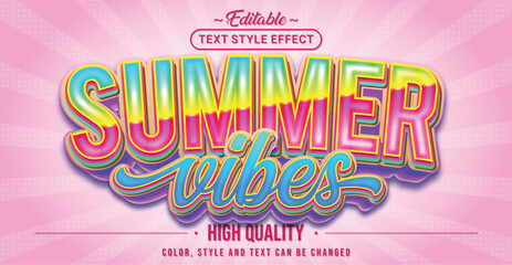 Fototapete - Editable text style effect - Summer Vibes text style theme.
