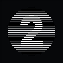 Number 2 Logo Icon with Circle Shape Line Pattern