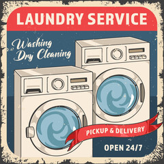 Poster - Laundry service vintage flyer colorful