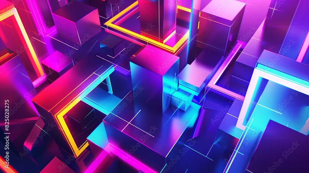 Vibrant 3D abstract background featuring interlocking geometric shapes ...
