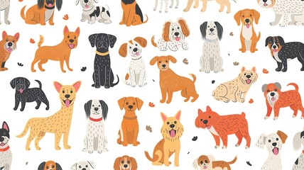 Wall Mural - lots of cute puppies, different, for stickers. Generated by AI