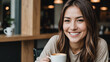 © 찬 달 - a woman who smiles with a cup of coffee