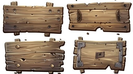 Wall Mural - Western-style wood cartoon board for banners or information